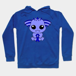 Cute Creature Holding an Awareness Ribbon (Blue) Hoodie